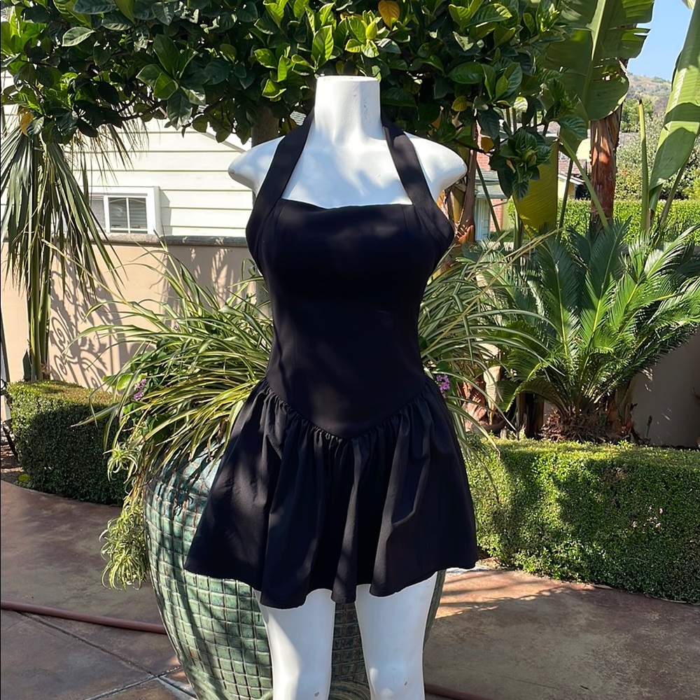 En Saison Black Chemise with Flared Skirt